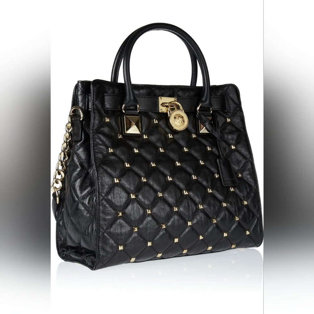 Brand New Michael Kors Quilted Black Shoulder Bag with Gold Details